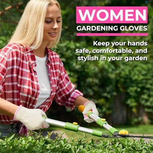 Gardening Gloves for Women (Pink Khaki / Large (Pack of 1))