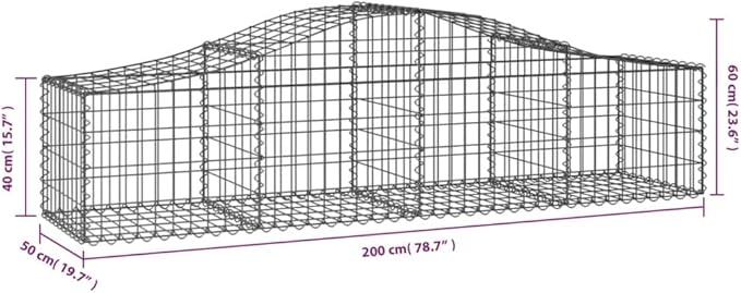 Gabion Basket Set of 4, Silver Galvanized Iron Large Rectangular for Outdoor Landscaping, Garden Walls, and Planters