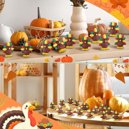 50 Pcs Mini Fall Thanksgiving Turkey Figures Bulks (Thanksgiving Turkey)