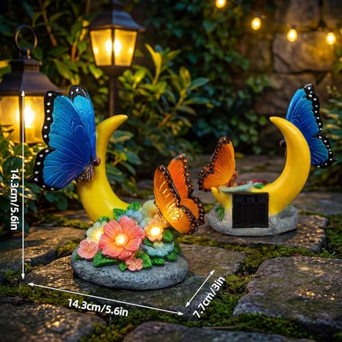 Solar Garden Butterfly Statue Decor for Yard Lawn Patio Outdoor (Butterfly)