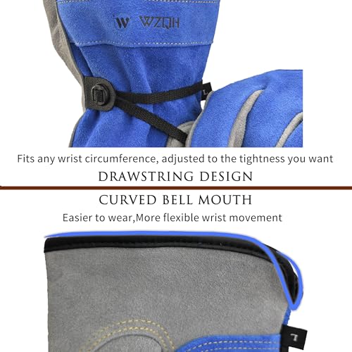 Leather Work Gloves for Men or Women.Gardening (Small (Pack of 1) / Blue - Grey)