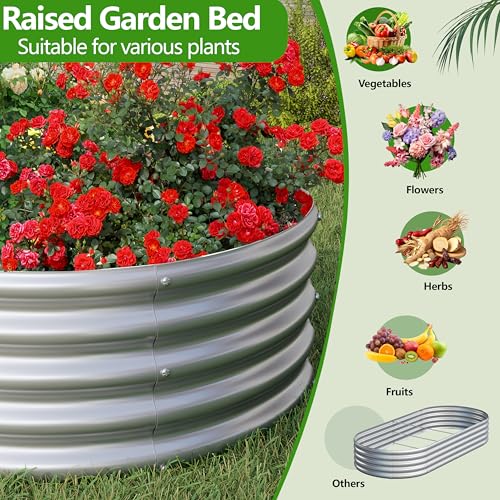 2PCS 8x2x1ft Galvanized Metal Raised Garden Bed Kit (8x2x1(2PCS) / Silver)
