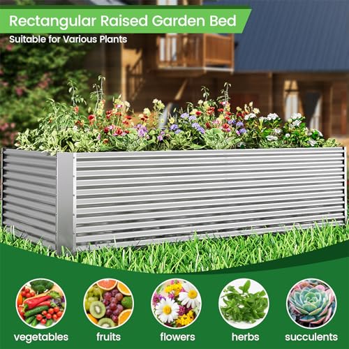 3pcs Tall Galvanized Raised Garden Bed Outdoor (4x2x1.5ft)