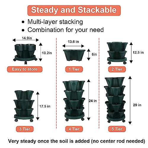 Vertical Planter Tower (Green / 5 Tier)