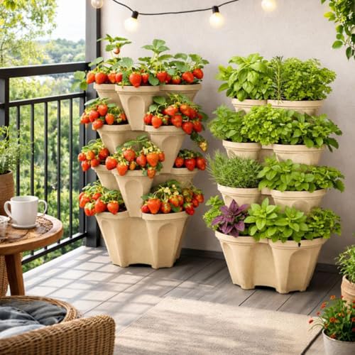 Stackable Vertical Planter Tower (Desert Sand / Small)