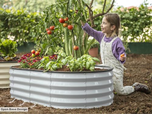 Galvanized Raised Garden Beds Outdoor (Light Gray)