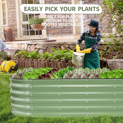 Galvanized Raised Garden Bed (Green / 6x2x1.4ft)