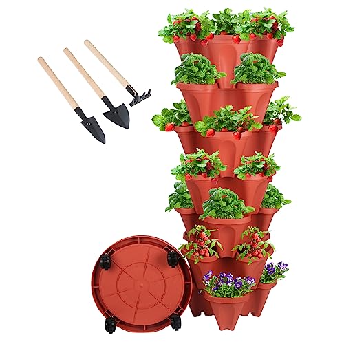 Vertical Planter Tower (Red / 7 Tier)