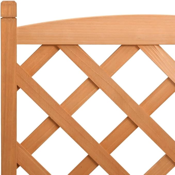 Solid Fir Wood Raised Planter Box with Trellis Brown Rectangular for Outdoor Garden Patio Balcony – Sturdy Natural Finish Medium Size 11.6x21.7x43.3 Inches