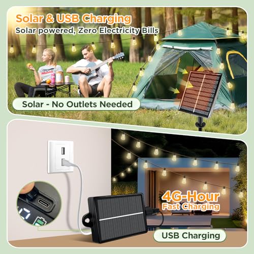 200FT Solar String Lights Outdoor Waterproof with Remote & Timer (Warm White / 200FT)
