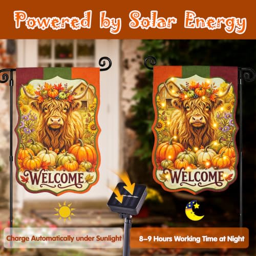 Thanksgiving Garden Flag (Fall Cow / 12x18 Inch)