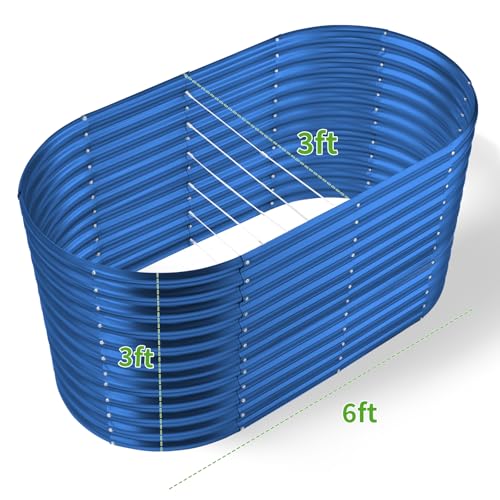 6x3x3ft Oval Galvanized Raised Garden Beds (Royal Blue / 6x3x3ft)