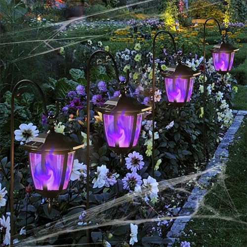 4 Pack Solar Halloween Flame Hanging Lights Outdoor (Purple / 4 Pack)