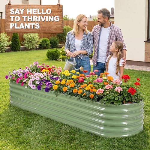 Galvanized Raised Garden Bed Outdoor (Green / 8×2×1.4ft（2pcs）)