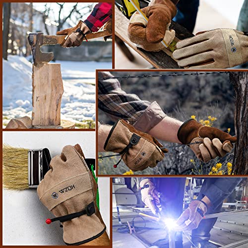 Leather Work Gloves for Men or Women.Gardening (X-Small (Pack of 1) / Coffee - Grey)