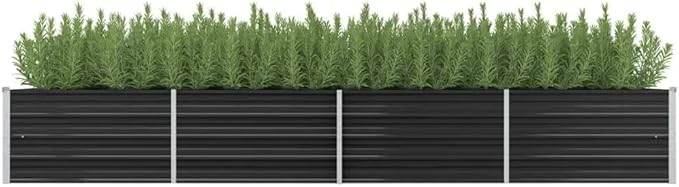 Garden Raised Bed Anthracite 126"x31.5"x17.7" Galvanized Steel,Raised Garden Bed,Outdoor Planters for Flower Herb Garden