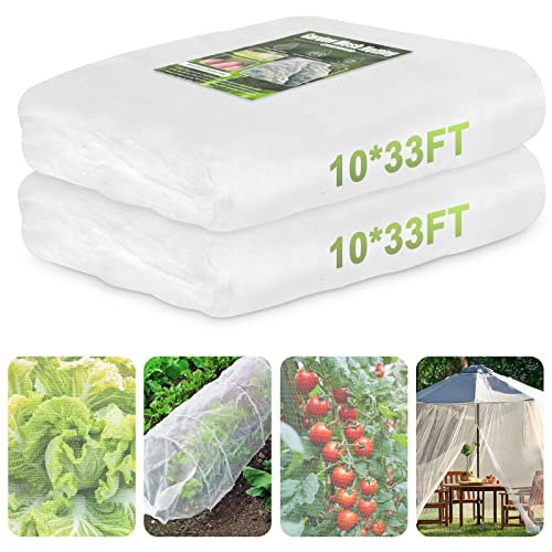 Garden Netting for Raised Beds Garden Protection Plant (10x33 ft / White-2 Pack)