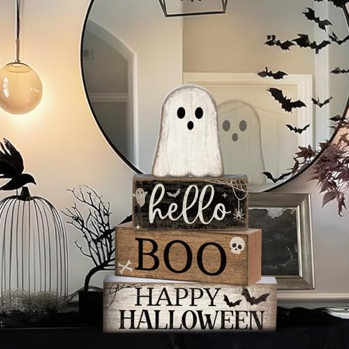 4 Pcs Halloween Table Decor Surprised Ghost Tiered Tray Decor (Surprised Ghost)