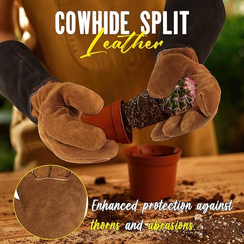 Rose Pruning Gloves for Men Women (Caramel Brown / Medium (Pack of 1))