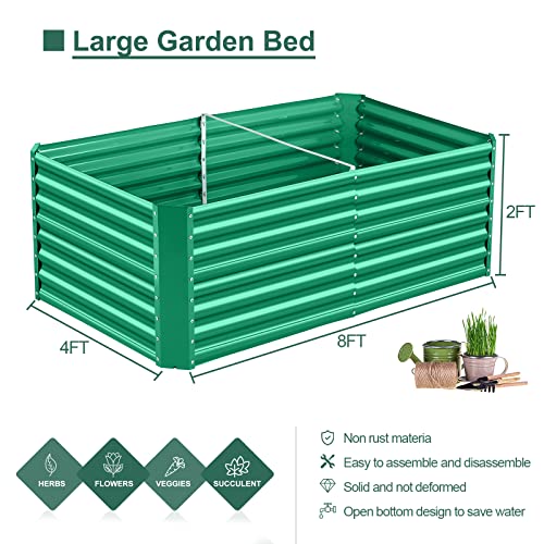 6×3×2 ft Galvanized Metal Raised Garden Bed (6×3×2ft（Rectangular） / Green)