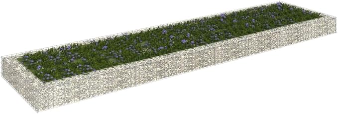 Galvanized Steel Gabion Raised Bed for Outdoor Gardening, Large Rectangular Planter with Rustproof Heavy-Duty Design for Patio and Garden Decoration