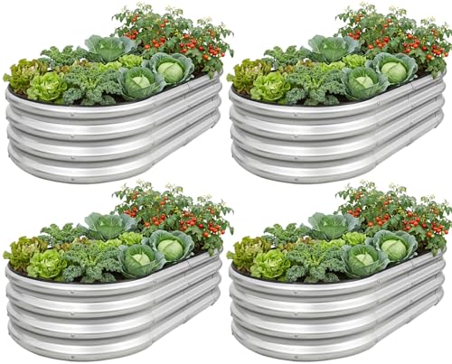 Galvanized Raised Garden Bed Outdoor (Silver / 4×2×1ft（4pcs）)