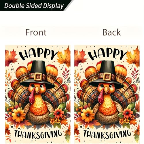 Fall Thanksgiving Turkey Garden Flag 12 x 18 inch Double Sided Outside decorations (#10)
