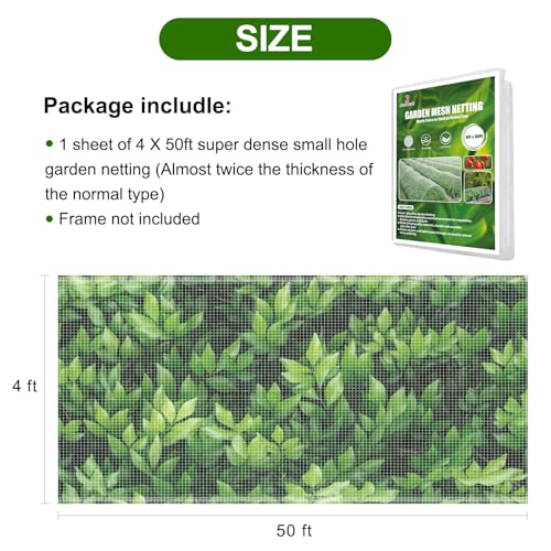 4 x 50 ft Garden Netting Row Cover (4ft x 50ft)