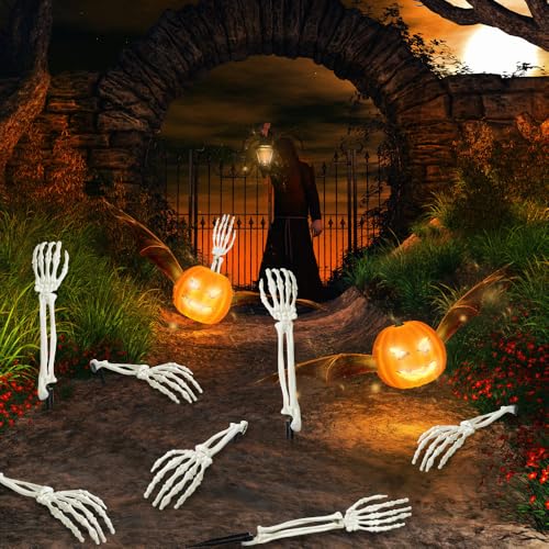10 PCS Halloween Skeleton Arm Decor White Hands Stakes for Outdoor