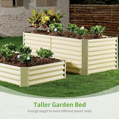 6x3x2ft Galvanized Raised Garden Bed (6×3×2ft（Rectangular） / Cream Yellow)