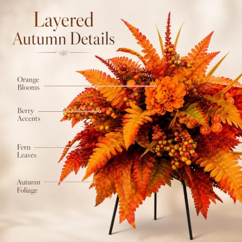 2 Pack Fall Artificial Flowers for Outdoors