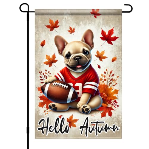 Fall Garden Flag 12x18 Inch Bulldog Football Hello Autumn Decor (Bulldog Football)
