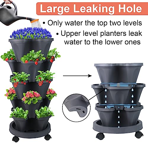 Vertical Planter Tower (Dark Gray / 5 Tier)