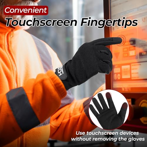 Work Gloves for Men & Women (Solid Black (1 Pair) / X-Large)