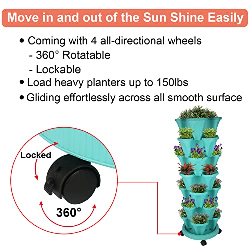 Vertical Planter Tower (Teal / 7 Tier)
