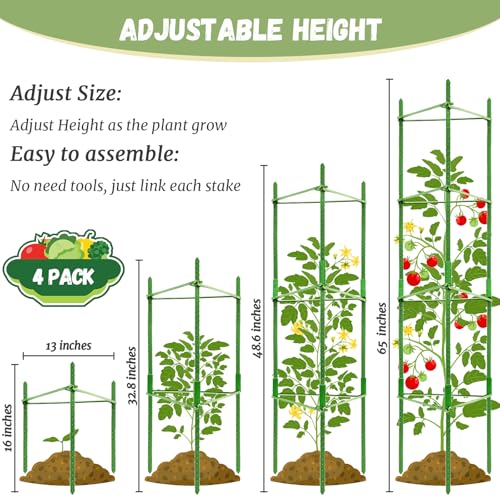 4 Pack Tomato Cage for Garden (Green 4 Pack / 48 Inches)