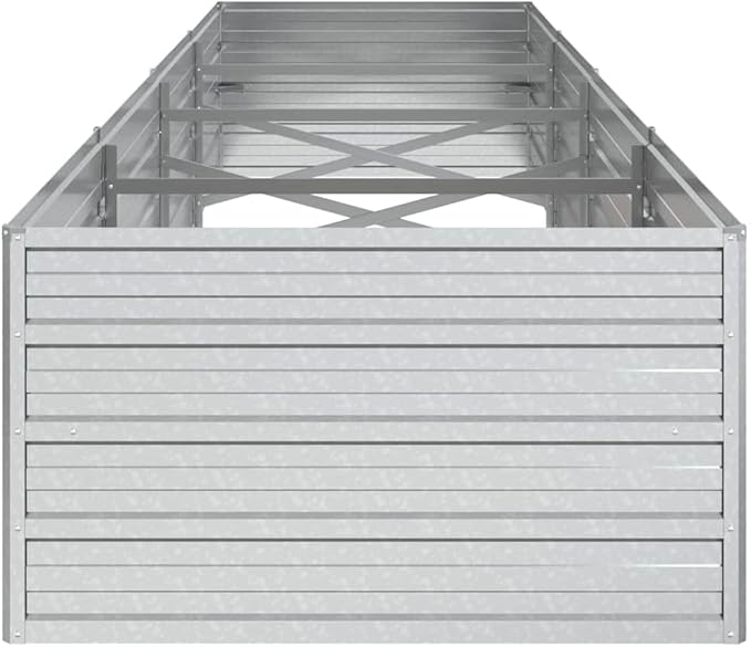 Large Galvanized Steel Raised Garden Bed, Silver Rectangular Outdoor Planter Box for Vegetables, Herbs, Flowers, 126x31.5x17.7 Inch