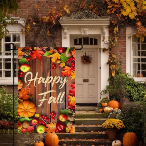 Happy Fall Autumn Leaves Garden Flag 12x18 Inch Double Sided (Happy Fall Harvest)