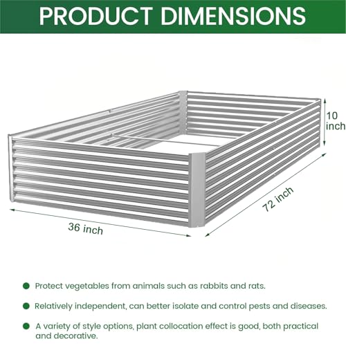 4 Pack 6x3FT Corrugated Galvanized Steel Raised Garden Bed Outdoor (6x3 feet)