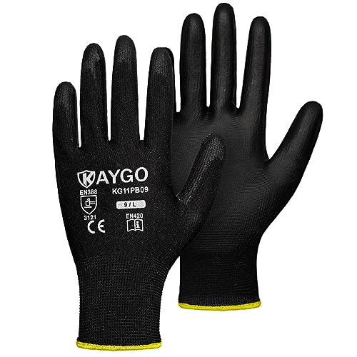 Safety Work Gloves for Men Women (Black / Large)