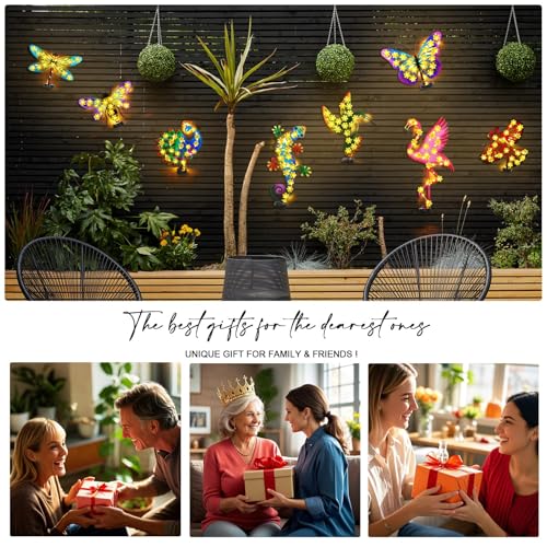 Metal Cardinal Outdoor Wall Decor with 30 Led Solar Lights (Red-cardinal)