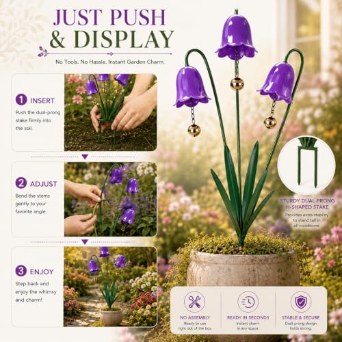 Metal Carnivorous Plant Garden Stake (Purple-1pc)