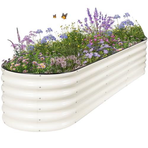 Galvanized Raised Garden Bed Outdoor (White / 8x2x1.4ft)