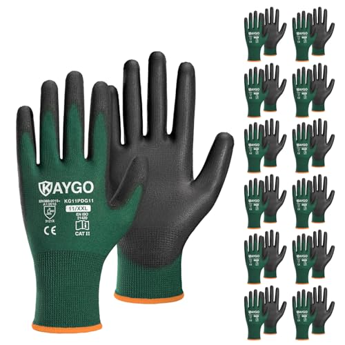 Safety Work Gloves for Men Women (Dark Green / XX-Large)