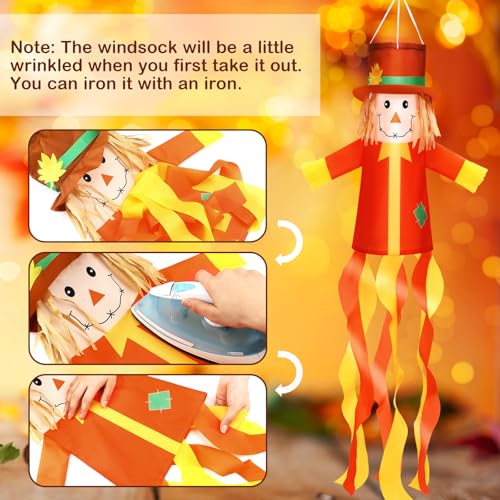 2 Pcs Fall Scarecrows Windsocks Outside Decoration 40'' Vintage Windsocks (Autumn)