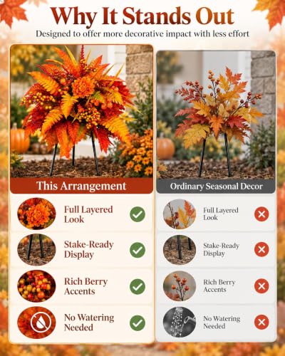 Autumn Harvest Floral Garden Stake Arrangement (2pcs#)