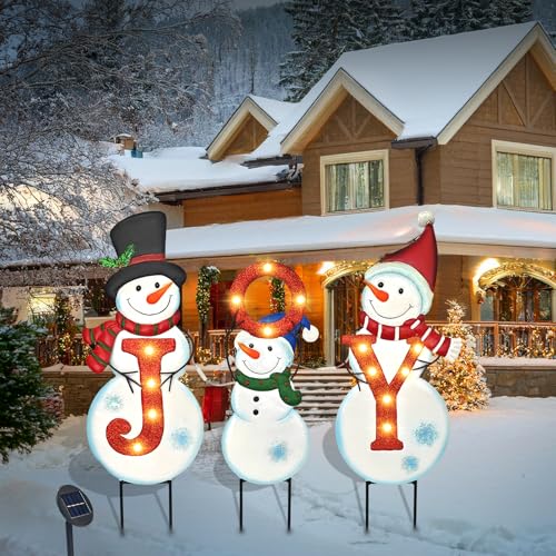 3 Pack Christmas Snowman Yard Signs Outdoor Decorations (The Snowman Family / 3 Pack)