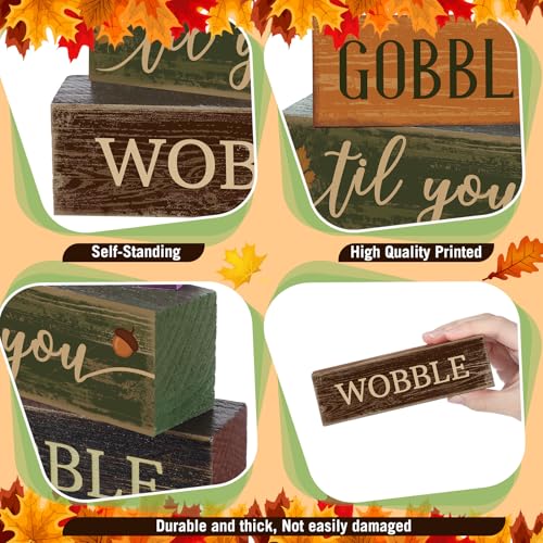 4 Pcs Fall Table Decor Thanksgiving Turkey Wooden Block Signs (Turkey)