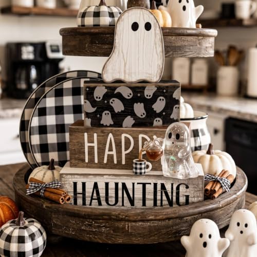 4 Pcs Halloween Table Decor for Home (Happy Haunting)