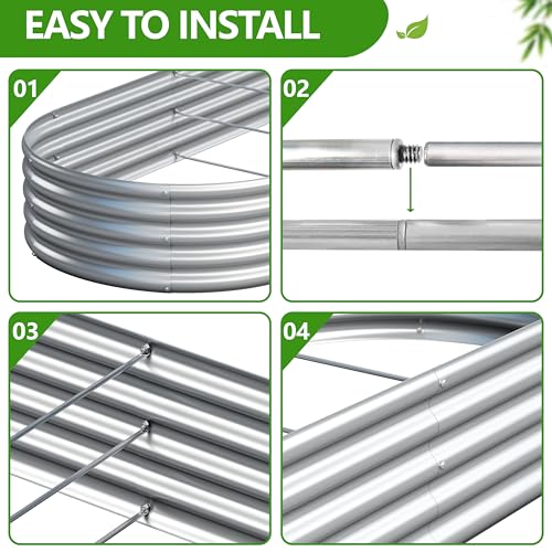 2PCS 8x2x1ft Galvanized Metal Raised Garden Bed Kit (8x2x1(2PCS) / Silver)